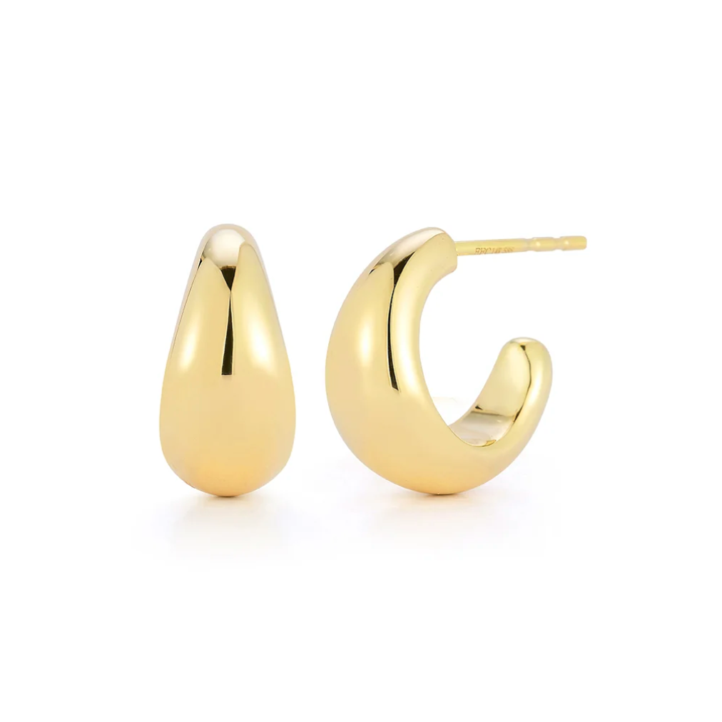 Gold Jumbo Dome Huggie Earrings-Earrings-EF Collection-14K White Gold-hurdles-jewelry-boulder-colorado