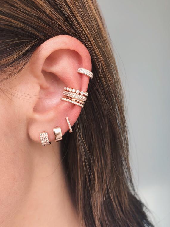 Gold Jumbo Huggie Earring-Earrings-EF Collection-14k Rose Gold-Pair-hurdles-jewelry-boulder-colorado