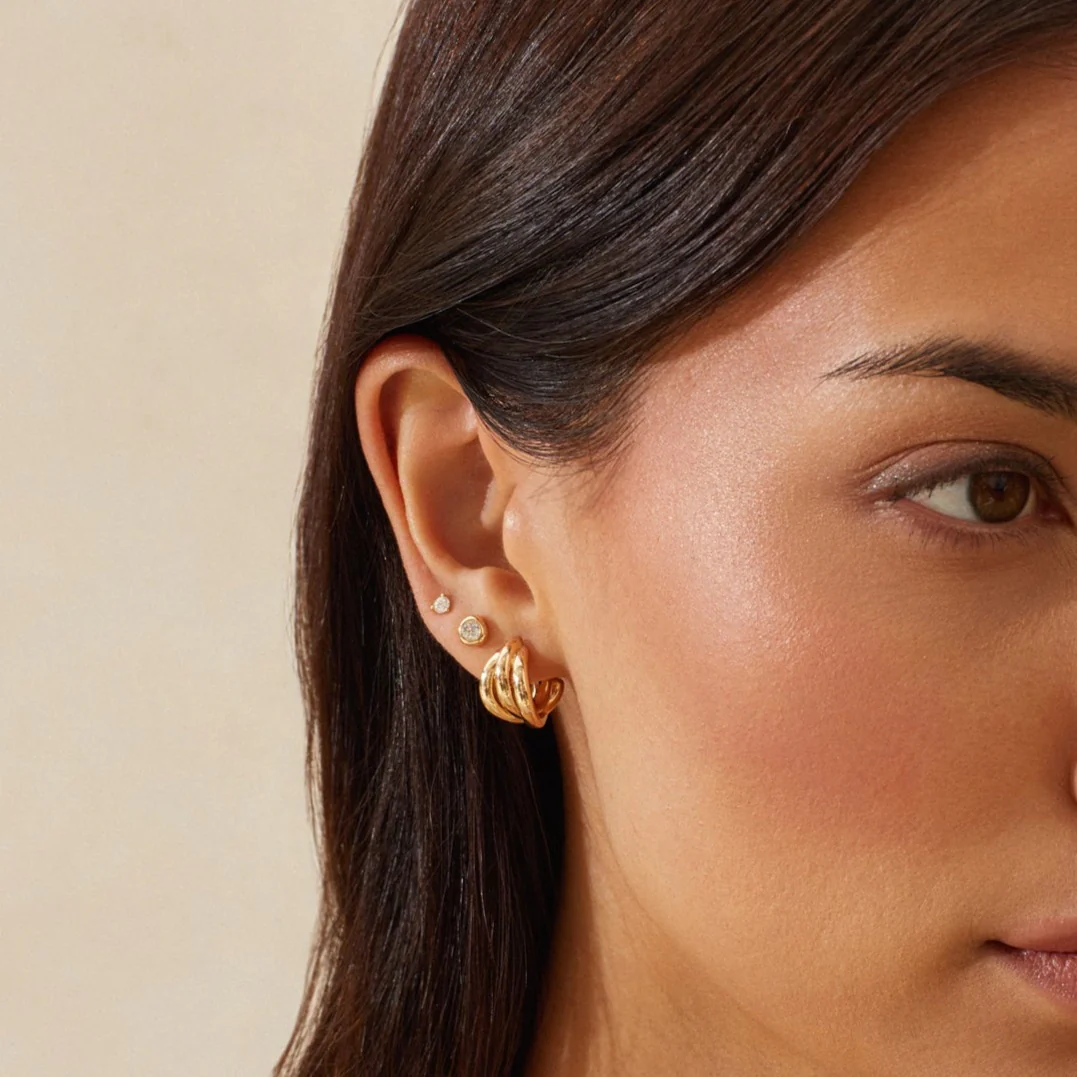 Gold Knot Huggie Earrings-Earrings-EF Collection-14K Yellow Gold-hurdles-jewelry-boulder-colorado