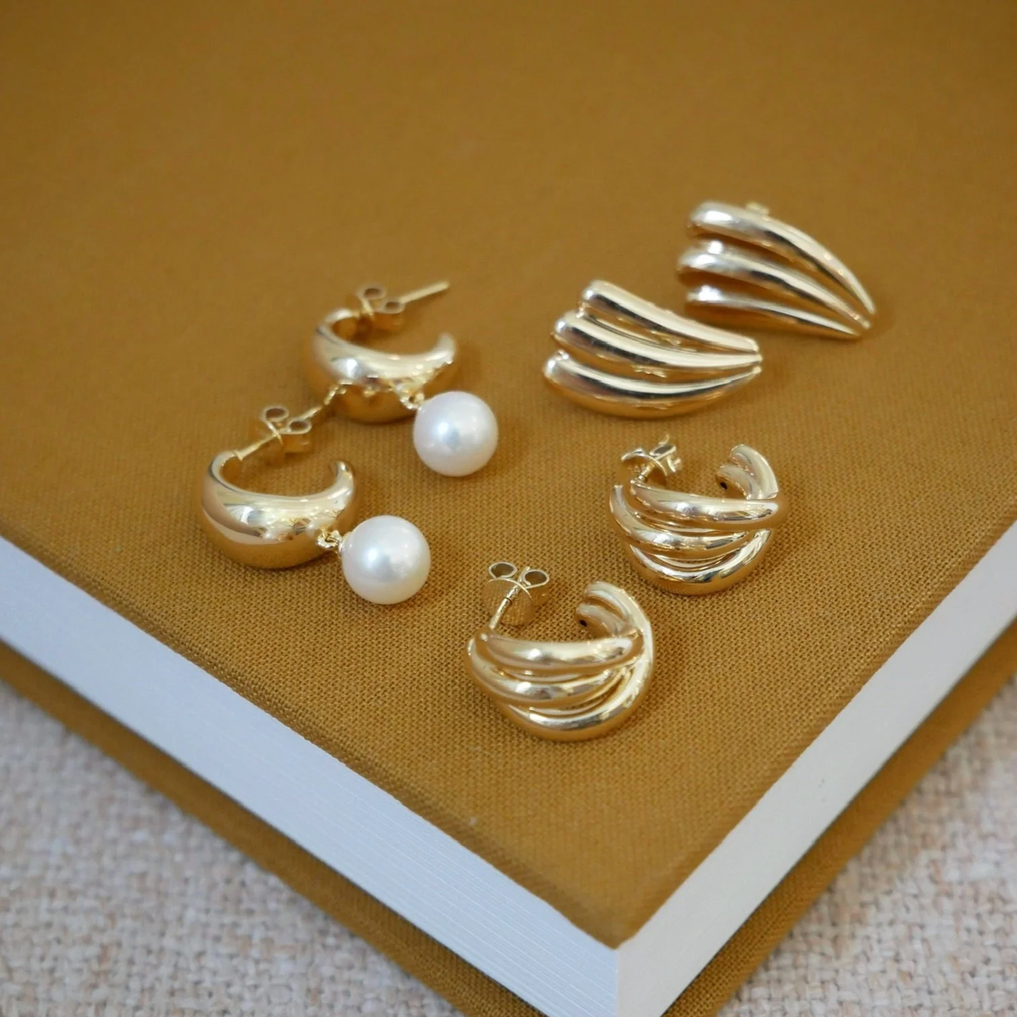 Gold Knot Huggie Earrings-Earrings-EF Collection-14K Yellow Gold-hurdles-jewelry-boulder-colorado