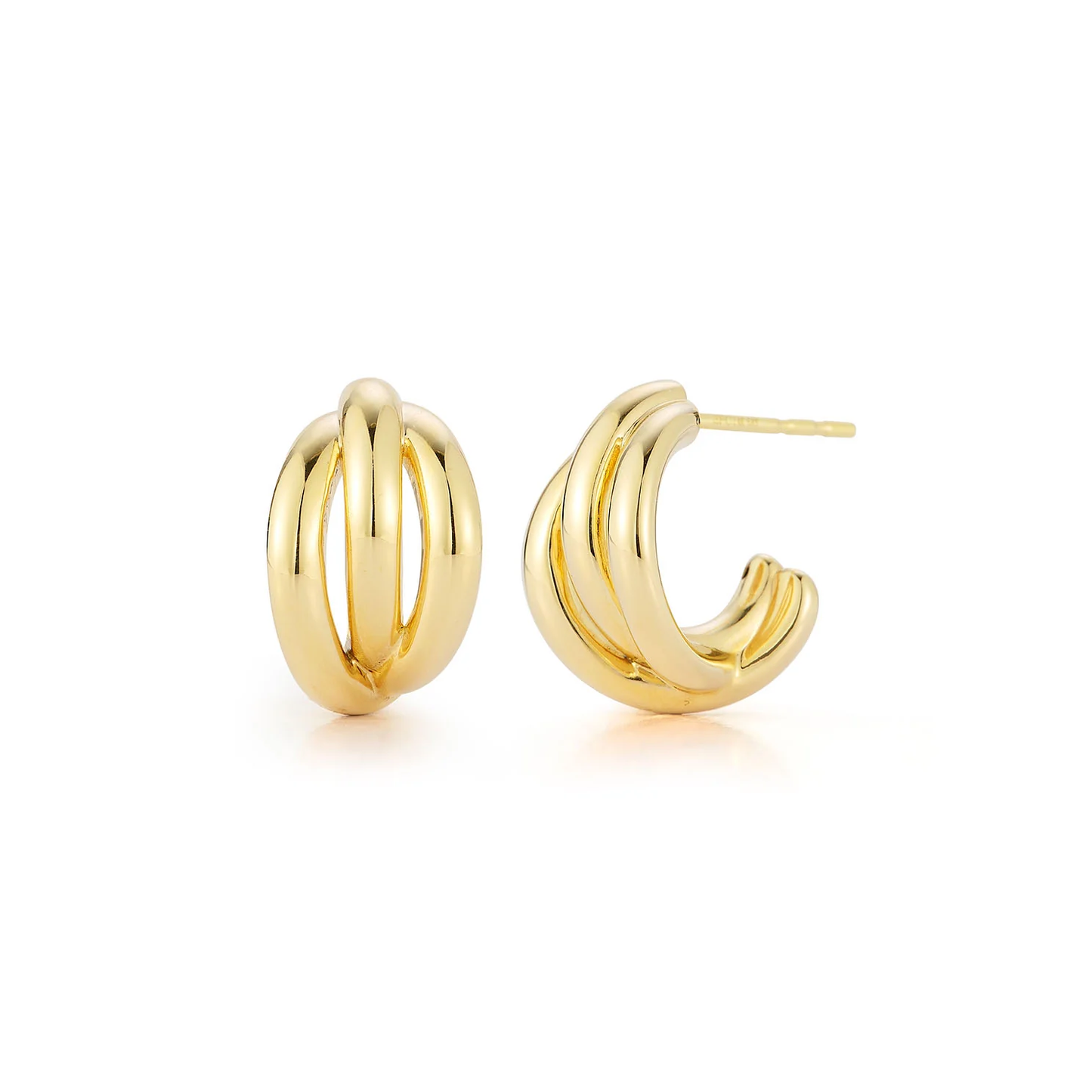 Gold Knot Huggie Earrings-Earrings-EF Collection-14K Yellow Gold-hurdles-jewelry-boulder-colorado