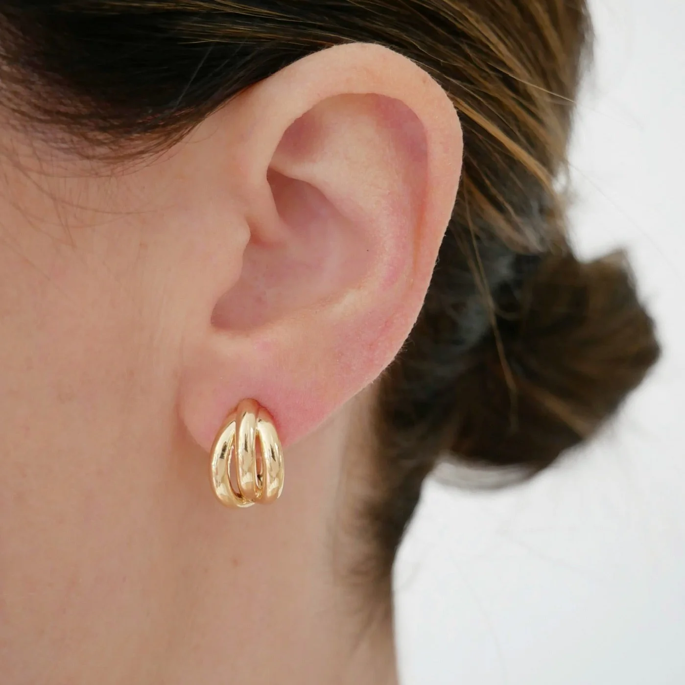 Gold Knot Huggie Earrings-Earrings-EF Collection-14K Yellow Gold-hurdles-jewelry-boulder-colorado