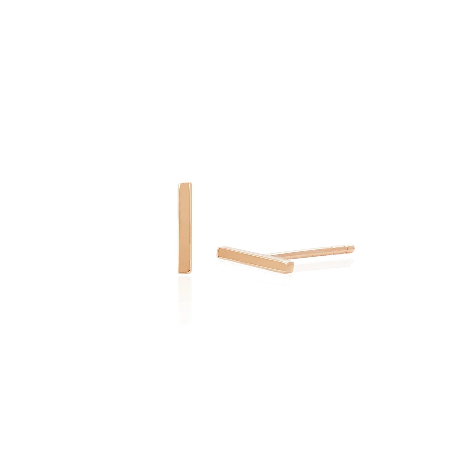 Gold Mini Bar Stud Earring-Earrings-EF Collection-14K Rose Gold-Pair-hurdles-jewelry-boulder-colorado