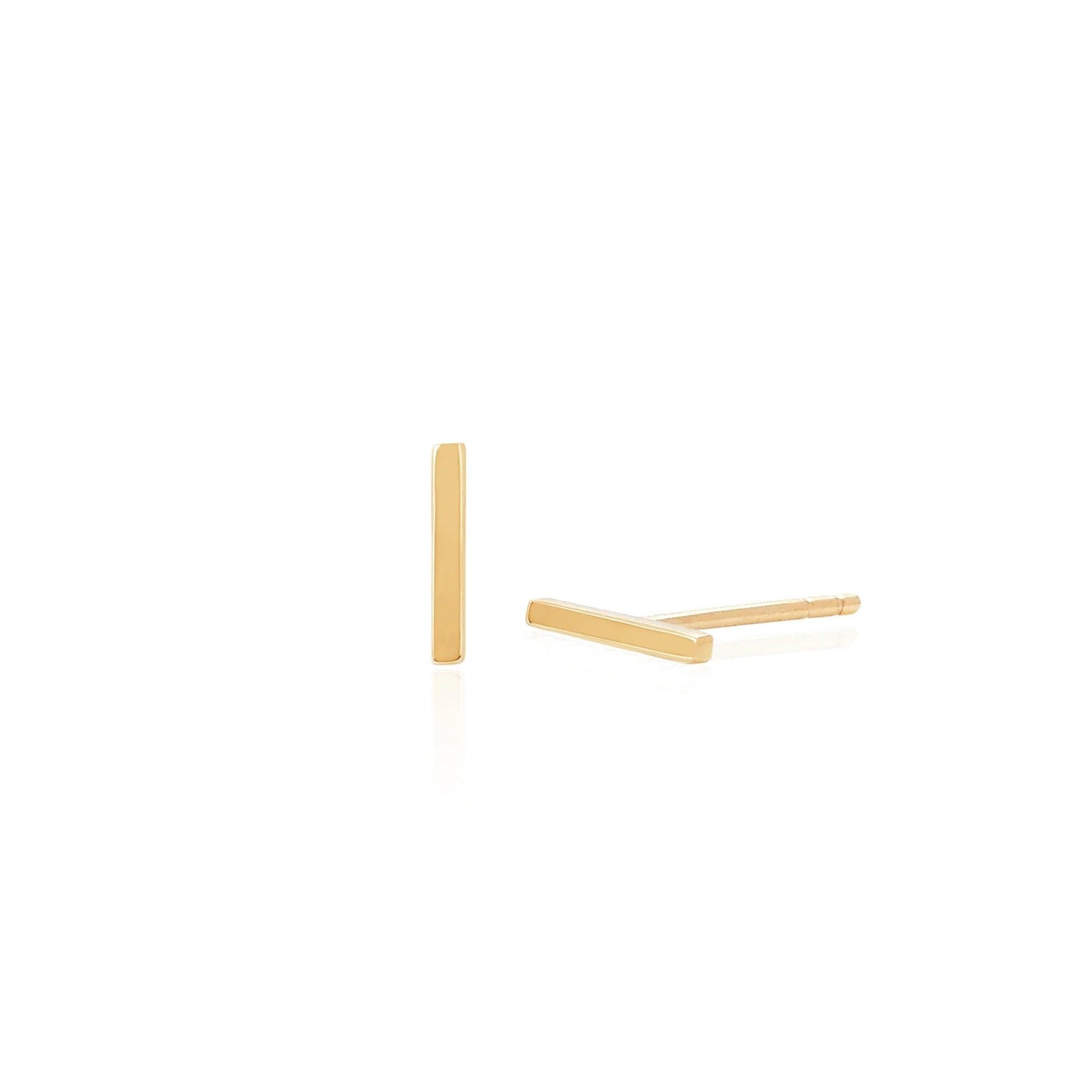 Gold Mini Bar Stud Earring-Earrings-EF Collection-14K Rose Gold-Pair-hurdles-jewelry-boulder-colorado