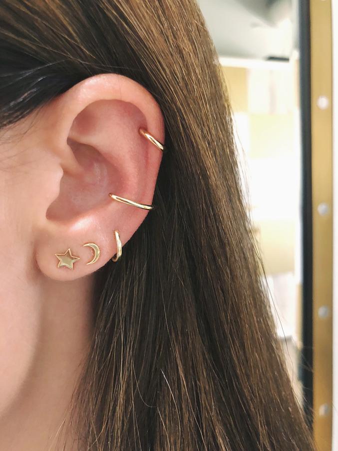 Gold Mini Huggie Earrings-Earrings-EF Collection-14K Rose Gold-Pair-hurdles-jewelry-boulder-colorado