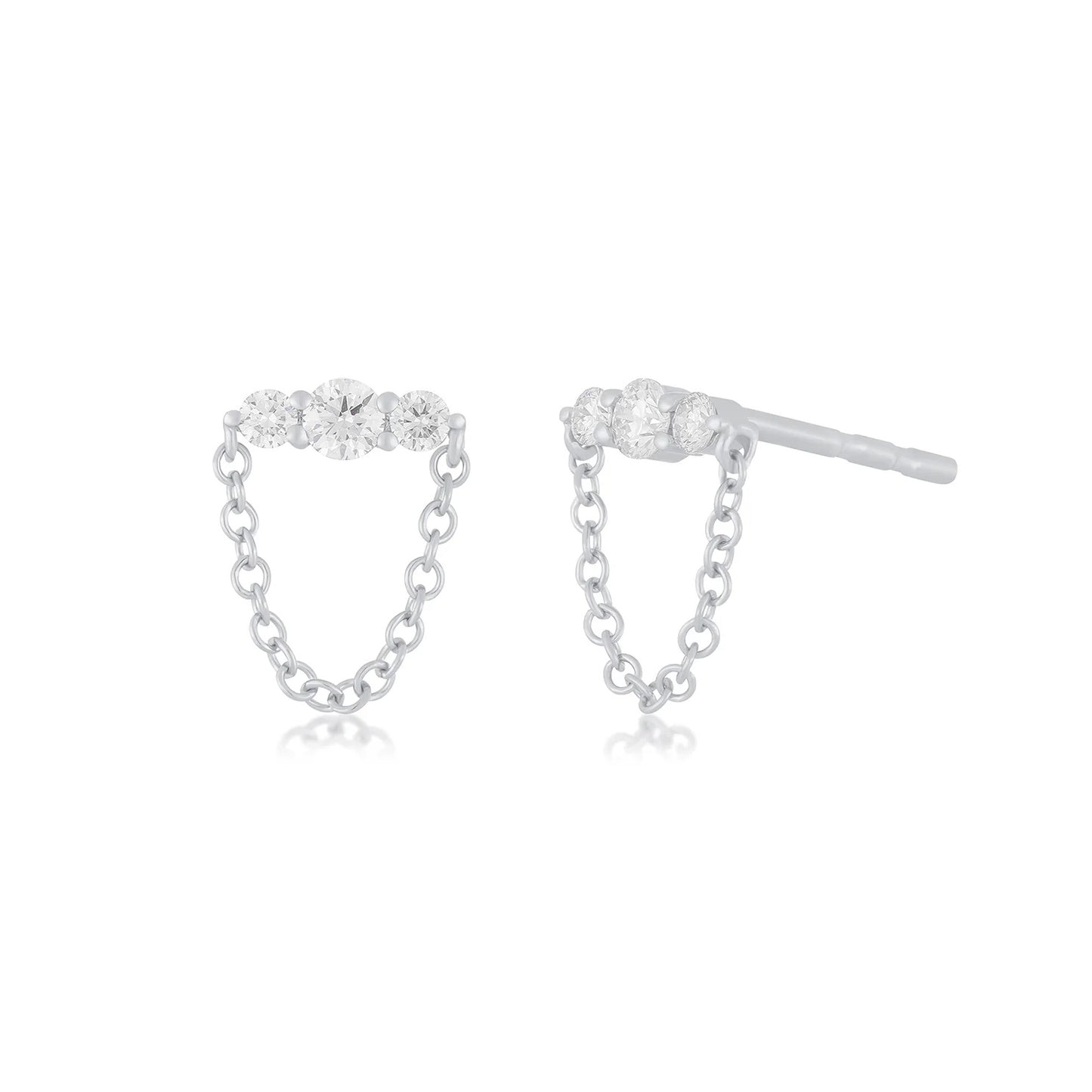 Graduated Bar Chain Stud Earrings-Earrings-EF Collection-14k Rose Gold-Pair-hurdles-jewelry-boulder-colorado