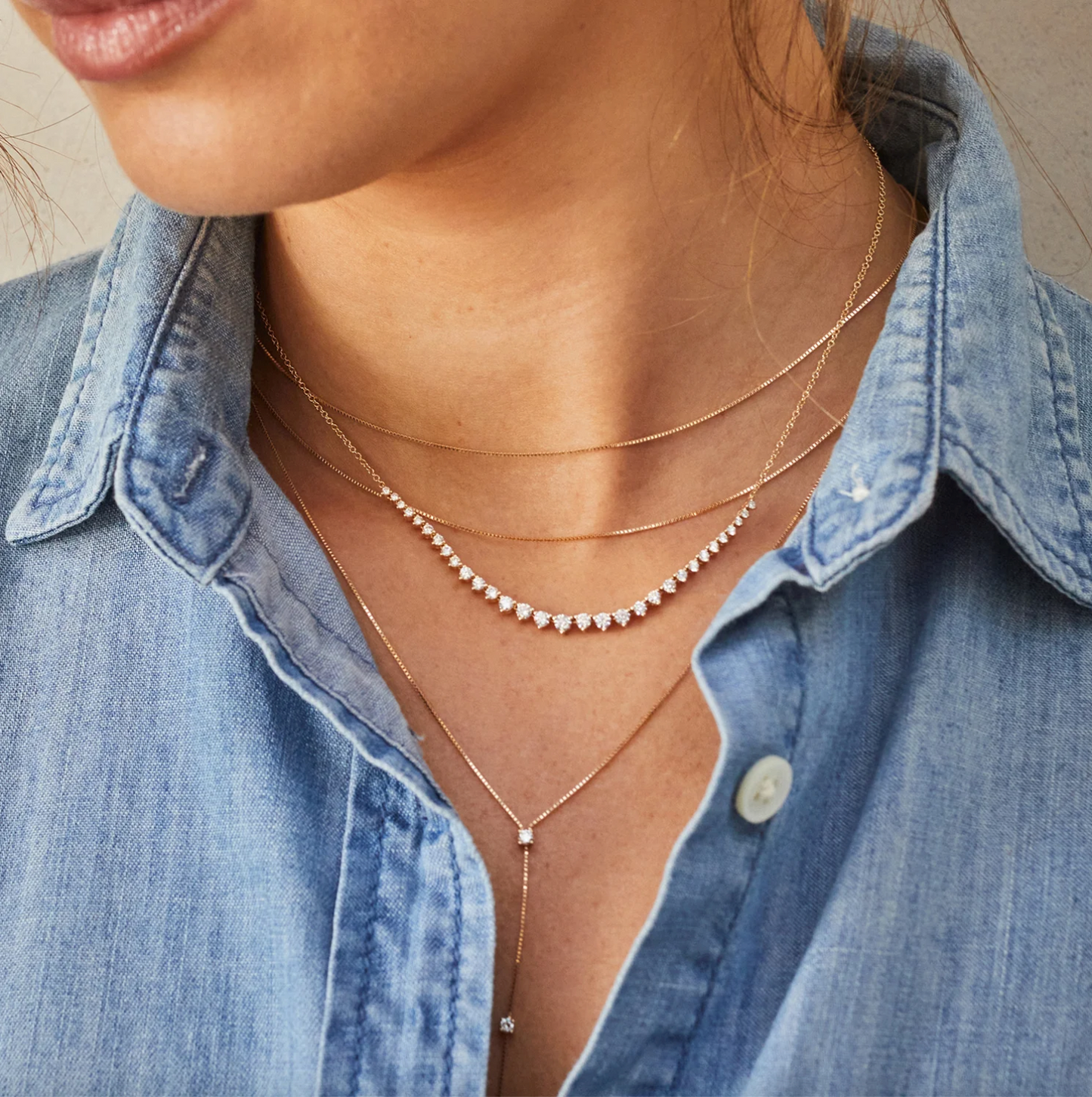 Graduated Diamond Necklace-Necklace-EF Collection-14K White Gold-hurdles-jewelry-boulder-colorado