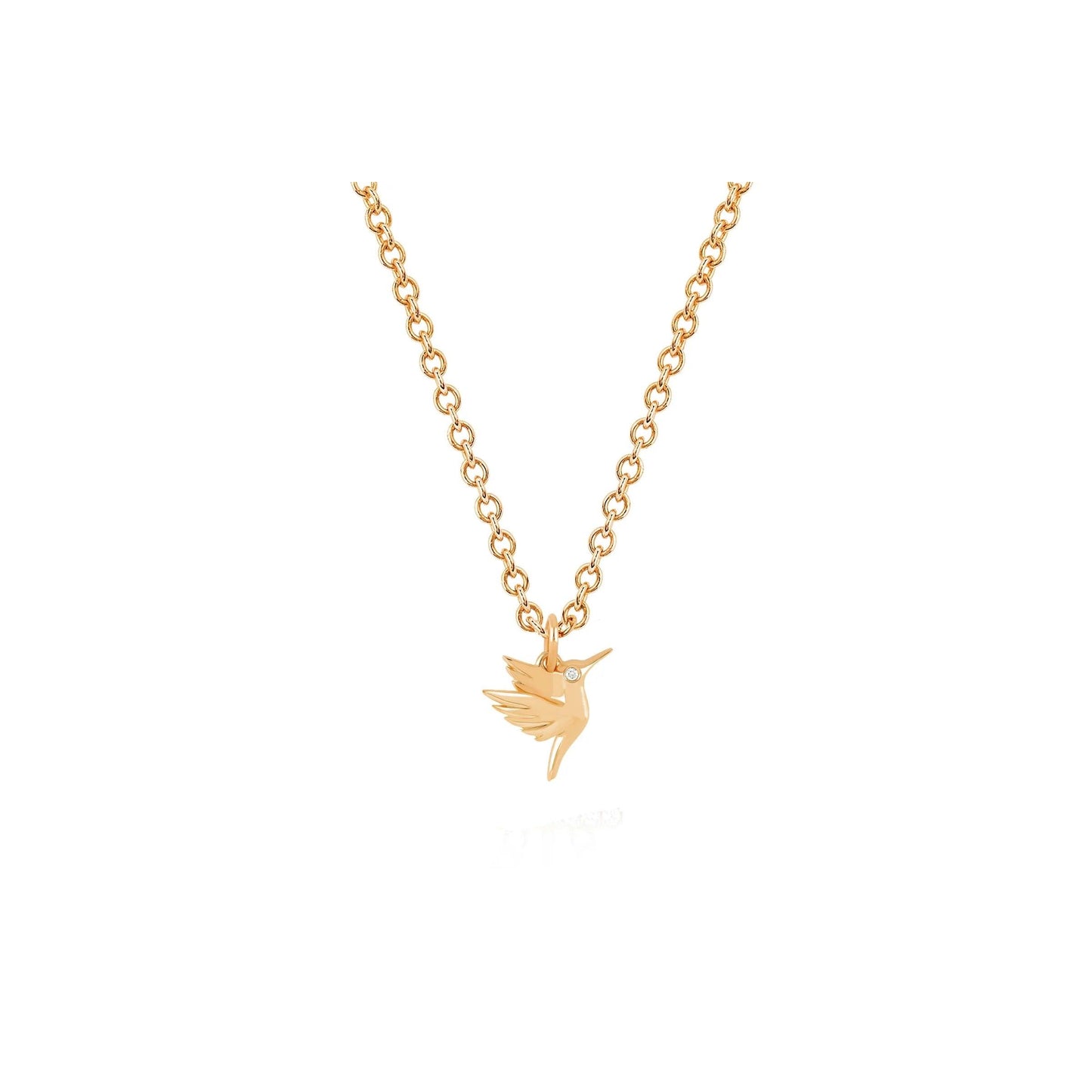 Hummingbird Necklace With Diamond Eye-Necklace-EF Collection-14K Yellow Gold-hurdles-jewelry-boulder-colorado