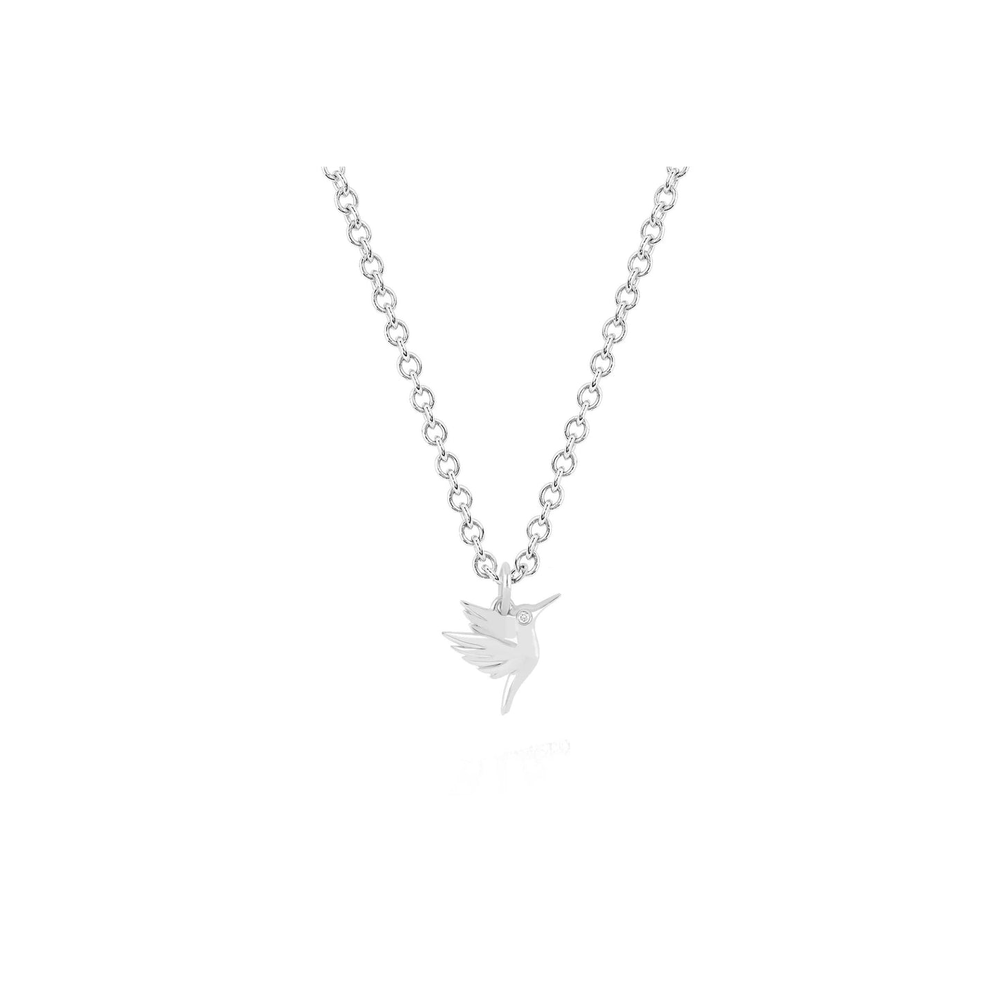 Hummingbird Necklace With Diamond Eye-Necklace-EF Collection-14K Yellow Gold-hurdles-jewelry-boulder-colorado