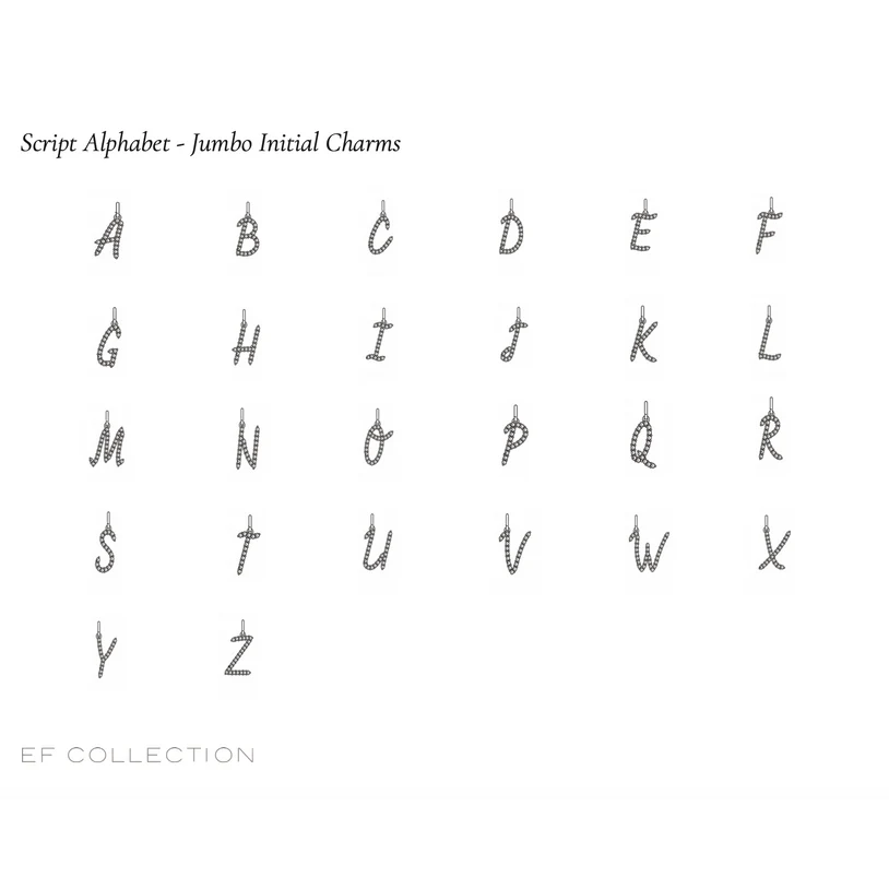Jumbo Script Diamond Initial Charms / Pendants-Pendant Charm-EF Collection-A-hurdles-jewelry-boulder-colorado