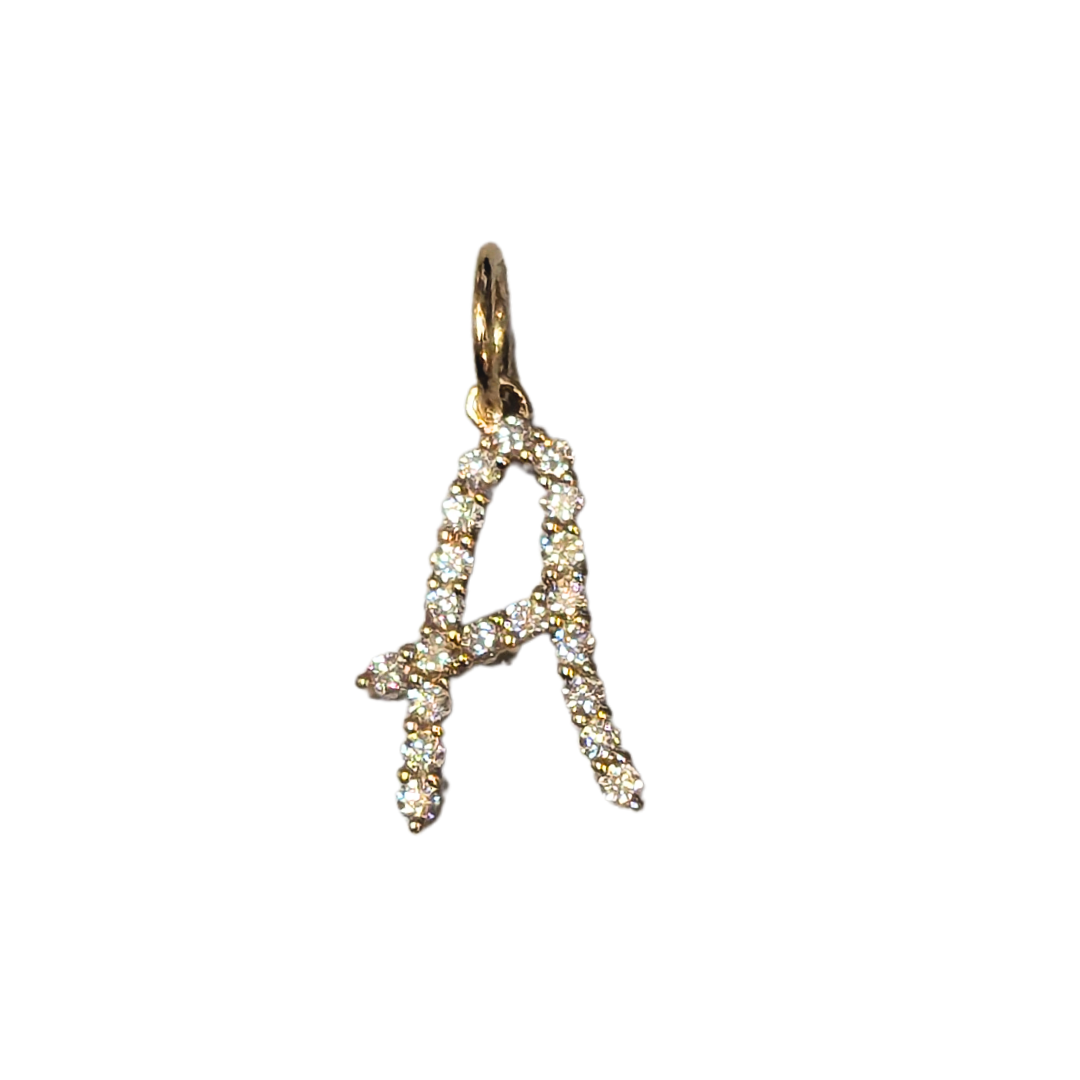 Jumbo Script Diamond Initial Charms / Pendants-Pendant Charm-EF Collection-A-hurdles-jewelry-boulder-colorado