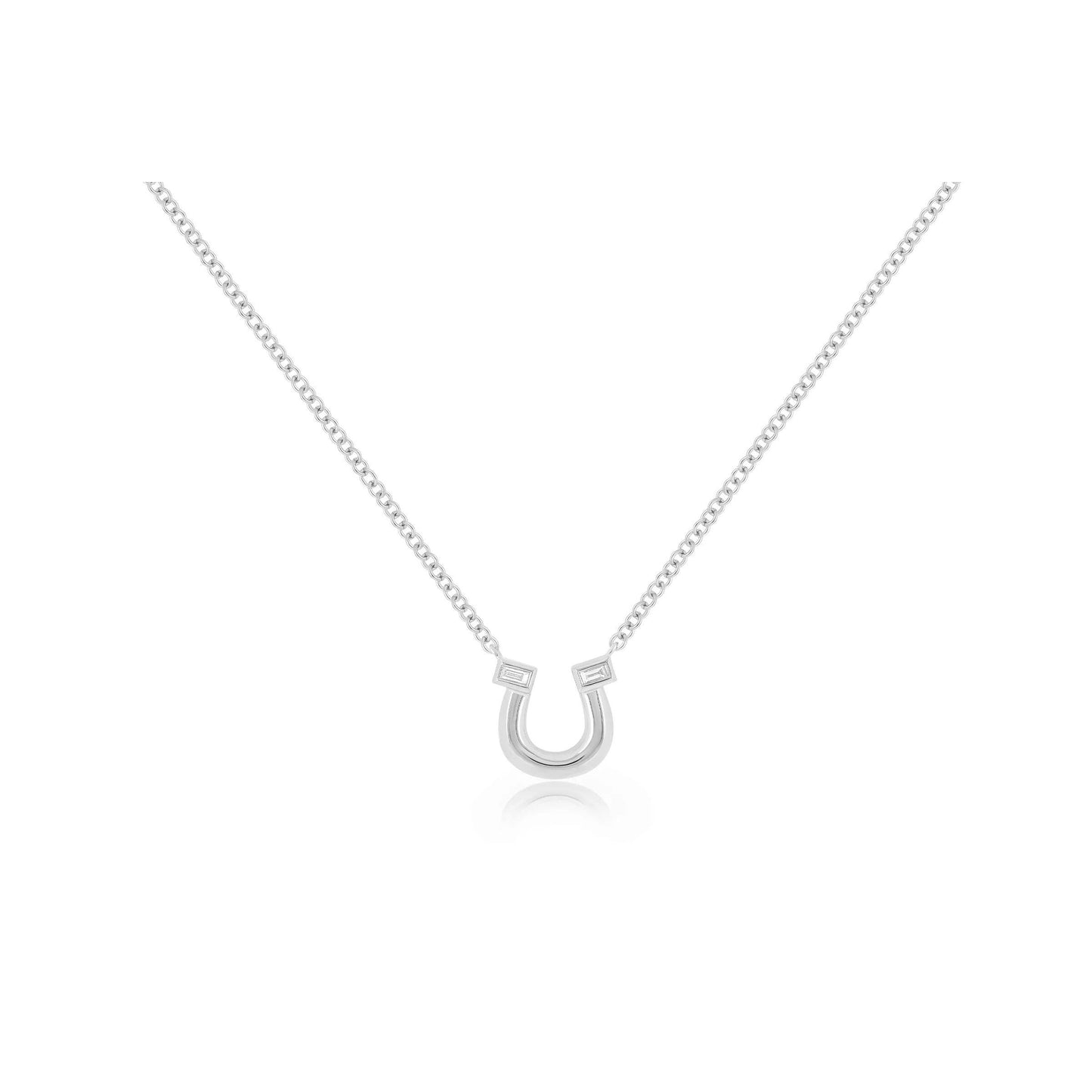 Lucky Horseshoe Necklace-Necklace-EF Collection-14K White Gold-hurdles-jewelry-boulder-colorado