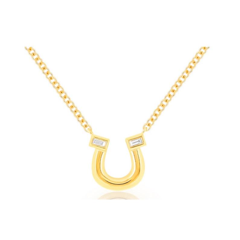 Lucky Horseshoe Necklace-Necklace-EF Collection-14K White Gold-hurdles-jewelry-boulder-colorado