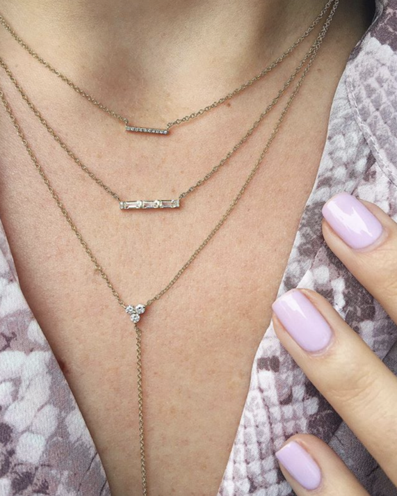 Mini Diamond Bar Necklace-Necklace-EF Collection-14K Yellow Gold-hurdles-jewelry-boulder-colorado