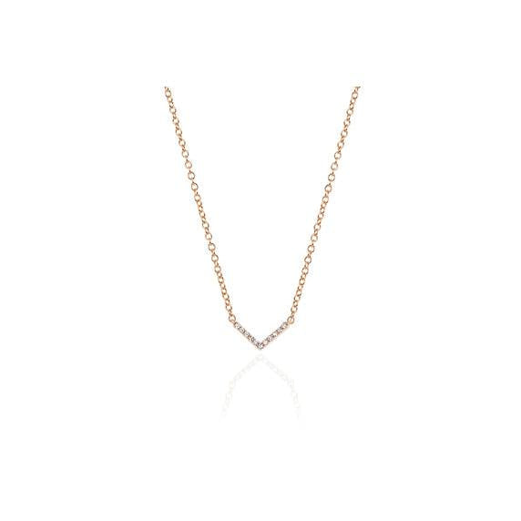 Mini Diamond Chevron Necklace-Necklace-EF Collection-14K White Gold-hurdles-jewelry-boulder-colorado