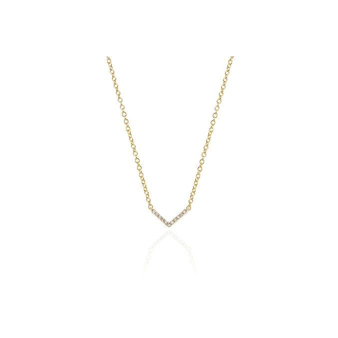 Mini Diamond Chevron Necklace-Necklace-EF Collection-14K White Gold-hurdles-jewelry-boulder-colorado