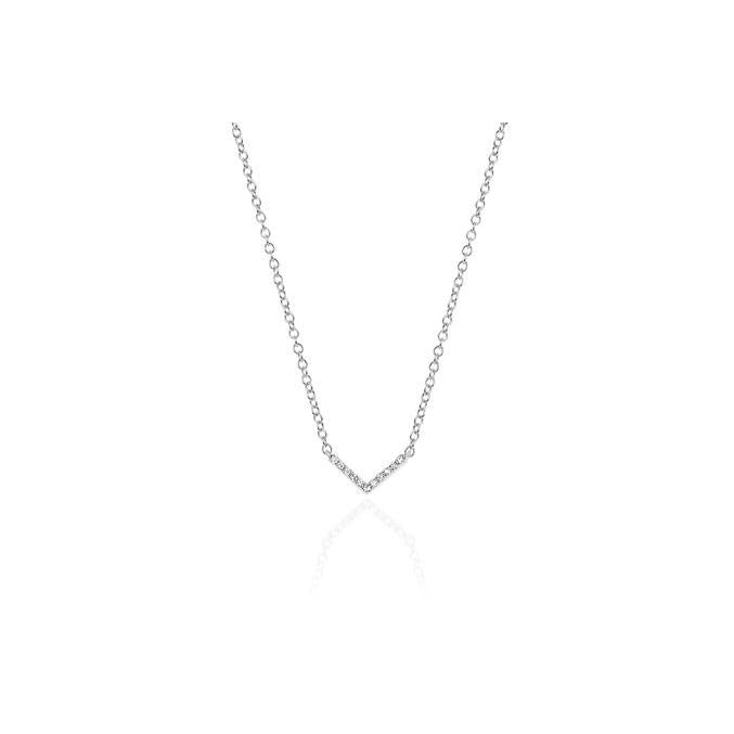 Mini Diamond Chevron Necklace-Necklace-EF Collection-14K White Gold-hurdles-jewelry-boulder-colorado