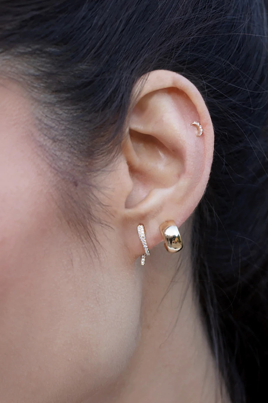 Mini Diamond Hook Earring-Earrings-EF Collection-14K Rose Gold-Pair-hurdles-jewelry-boulder-colorado