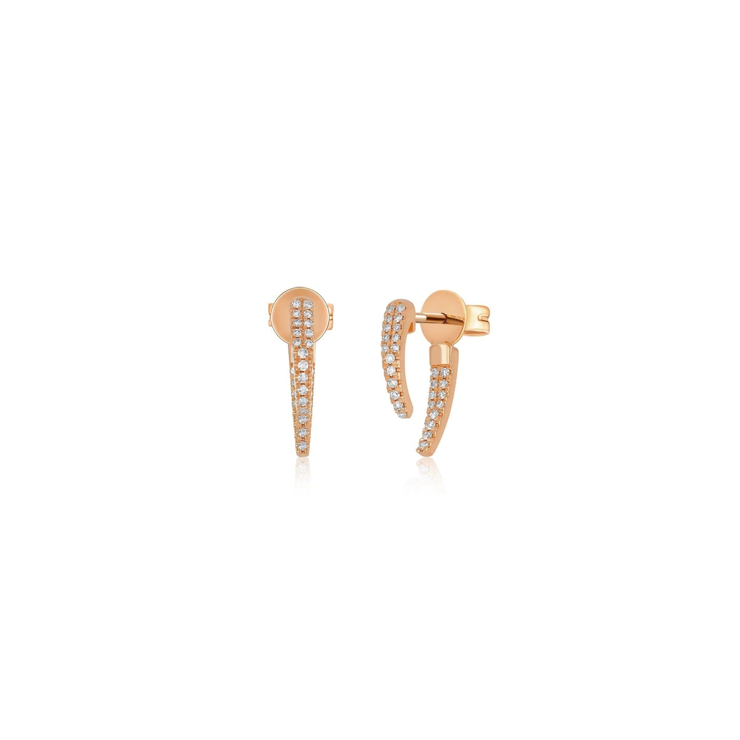 Mini Diamond Hook Earring-Earrings-EF Collection-14K Rose Gold-Pair-hurdles-jewelry-boulder-colorado