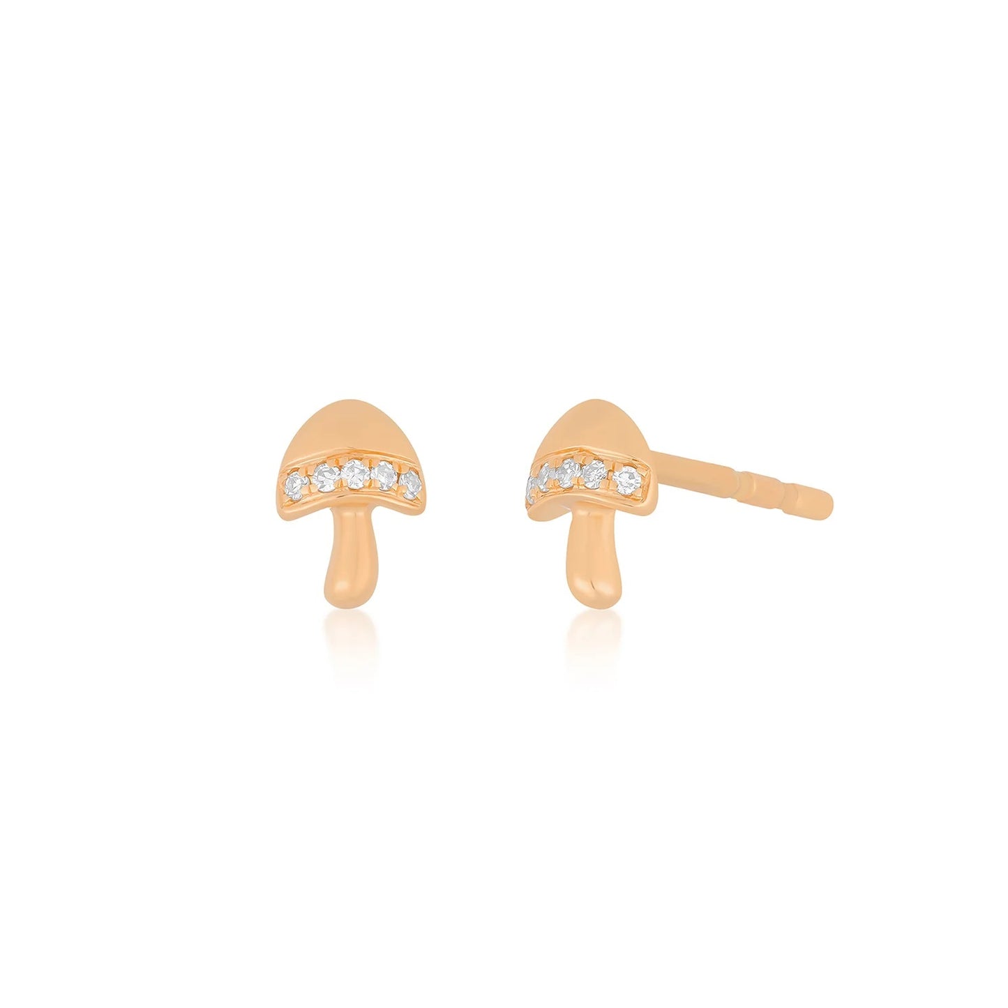 Mini Magic Mushroom Stud Earrings-Earrings-EF Collection-14k Rose Gold-Pair-hurdles-jewelry-boulder-colorado