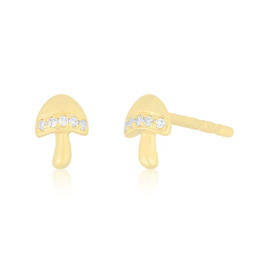 Mini Magic Mushroom Stud Earrings-Earrings-EF Collection-14k Rose Gold-Pair-hurdles-jewelry-boulder-colorado