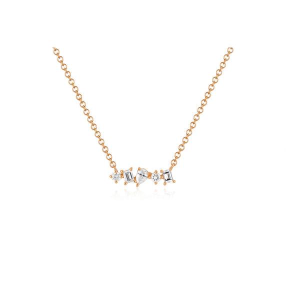 Multi Faceted Diamond Mini Bar Necklace-Necklace-EF Collection-14K White Gold-hurdles-jewelry-boulder-colorado