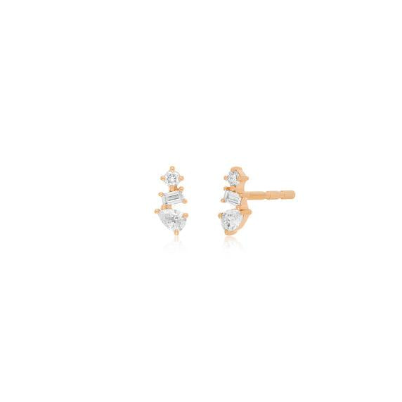 Multi Faceted Diamond Stud Earring-Earrings-EF Collection-14k Rose Gold-Pair-hurdles-jewelry-boulder-colorado