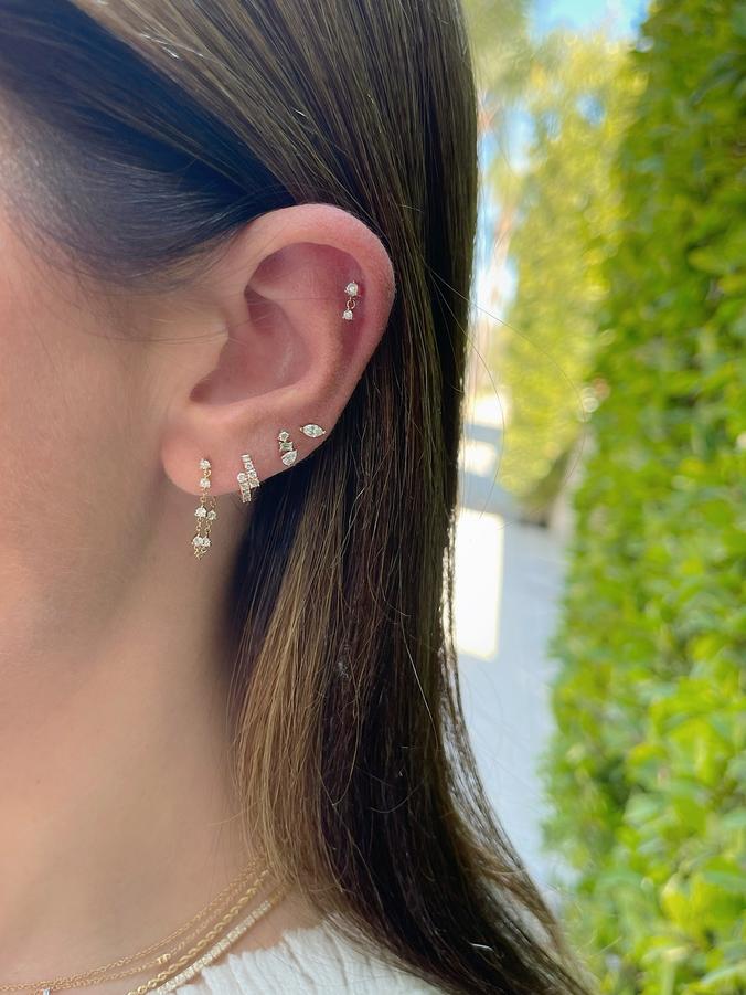 Multi Faceted Diamond Stud Earring-Earrings-EF Collection-14k Rose Gold-Pair-hurdles-jewelry-boulder-colorado