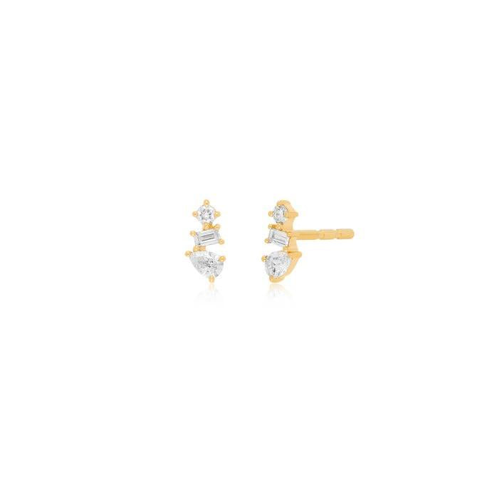 Multi Faceted Diamond Stud Earring-Earrings-EF Collection-14k Rose Gold-Pair-hurdles-jewelry-boulder-colorado