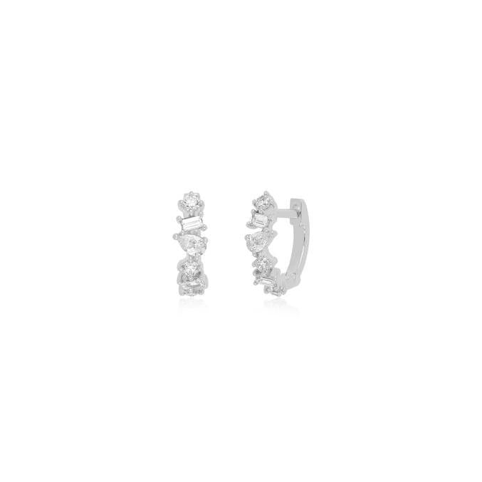 Multi Shaped Diamond Mini Huggie Earrings-Earrings-EF Collection-14K Rose Gold-Pair-hurdles-jewelry-boulder-colorado