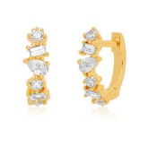 Multi Shaped Diamond Mini Huggie Earrings-Earrings-EF Collection-14K Rose Gold-Pair-hurdles-jewelry-boulder-colorado