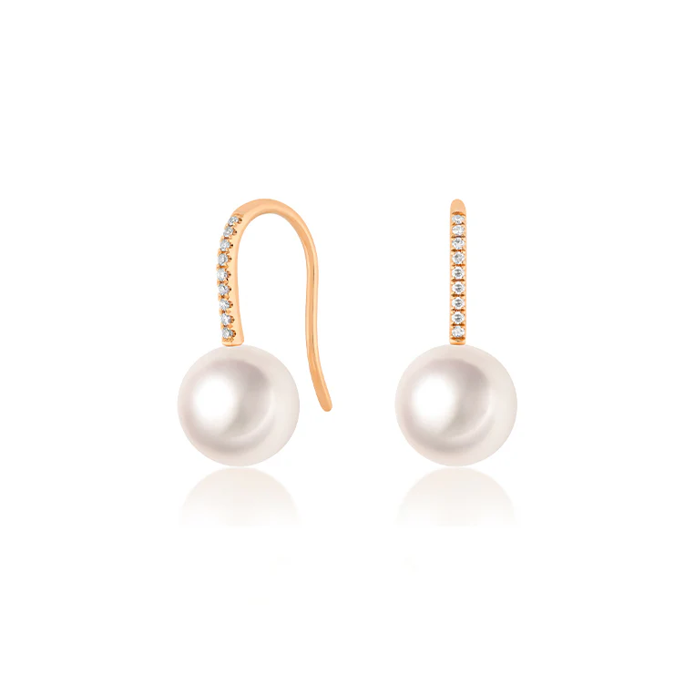 Pearl Ball Drop Earrings-Earrings-EF Collection-14K White Gold-hurdles-jewelry-boulder-colorado
