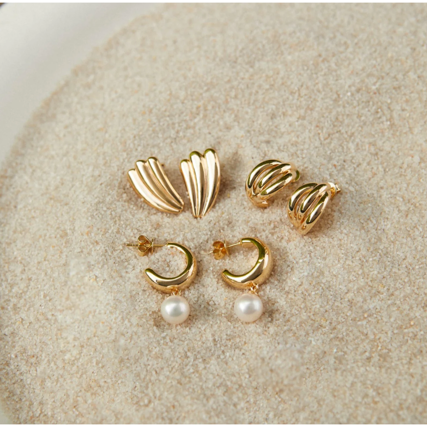 Pearl Drop Gold Jumbo Huggie Earrings-Earrings-EF Collection-14K Yellow Gold-hurdles-jewelry-boulder-colorado