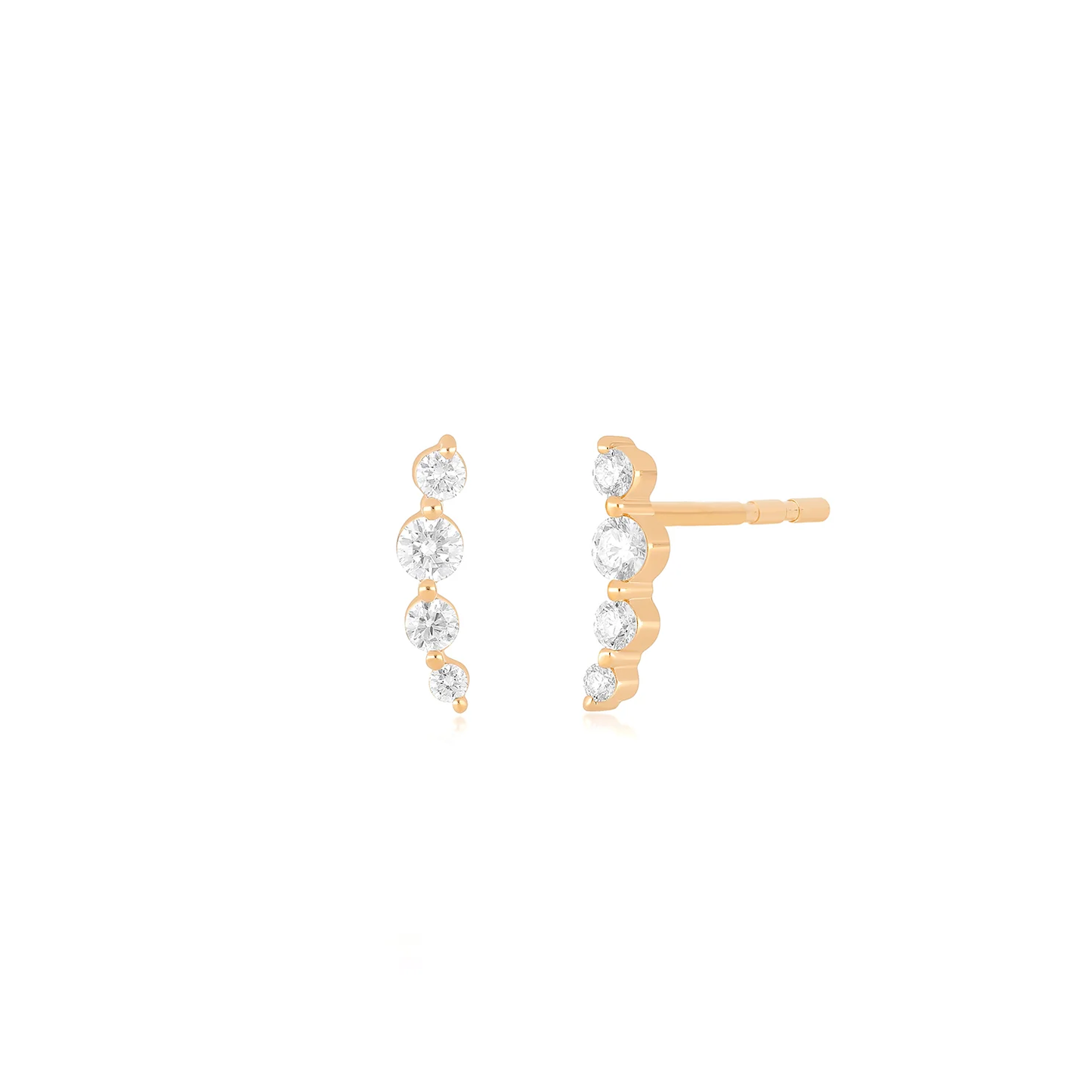 Prong Set Diamond Arc Stud Earrings-Earrings-EF Collection-14k Rose Gold-Pair-hurdles-jewelry-boulder-colorado
