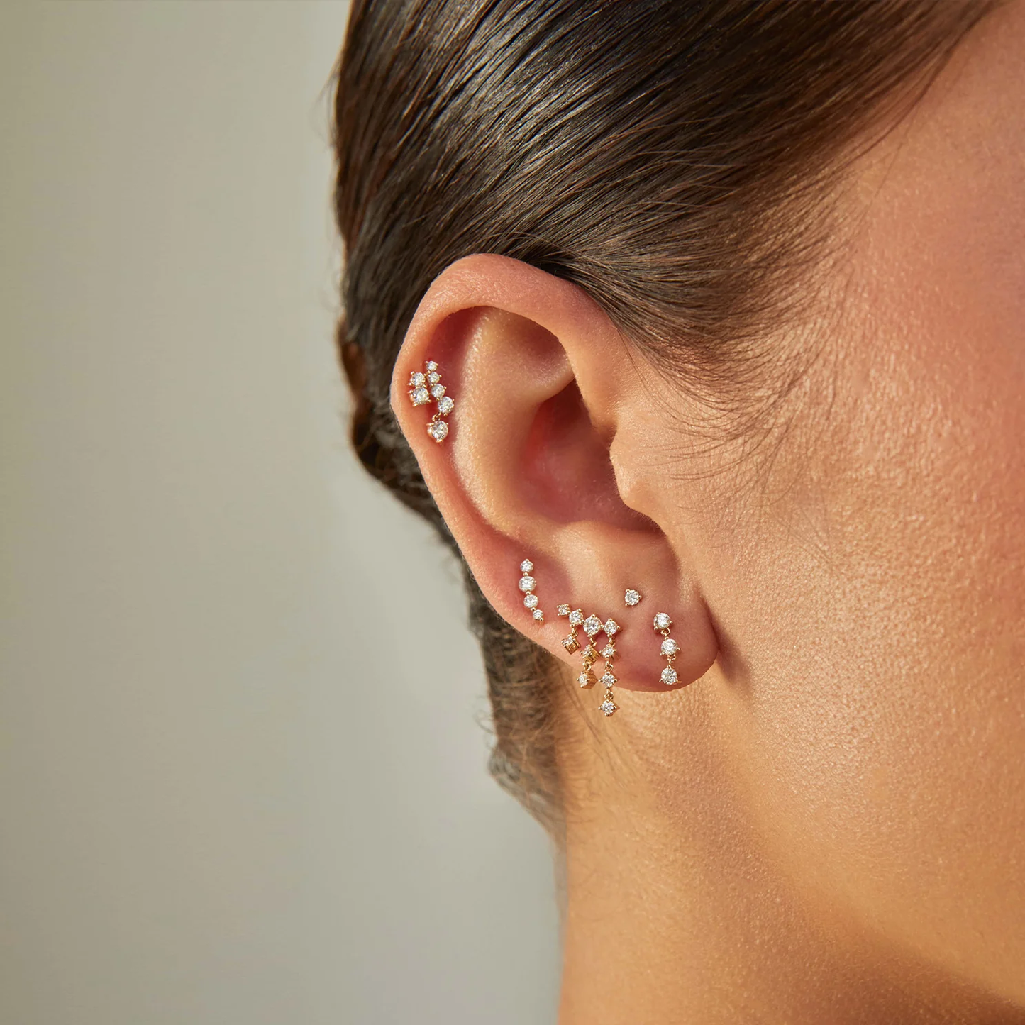 Prong Set Diamond Arc Stud Earrings-Earrings-EF Collection-14k Rose Gold-Pair-hurdles-jewelry-boulder-colorado