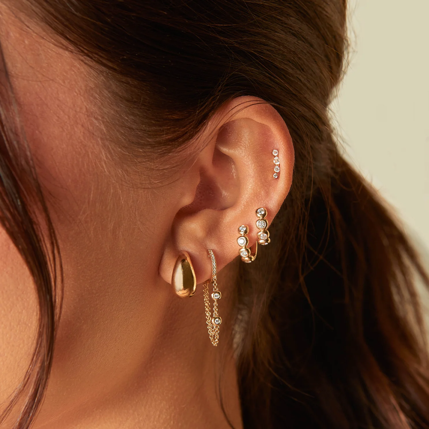 Prong Set Diamond Arc Stud Earrings-Earrings-EF Collection-14k Rose Gold-Pair-hurdles-jewelry-boulder-colorado