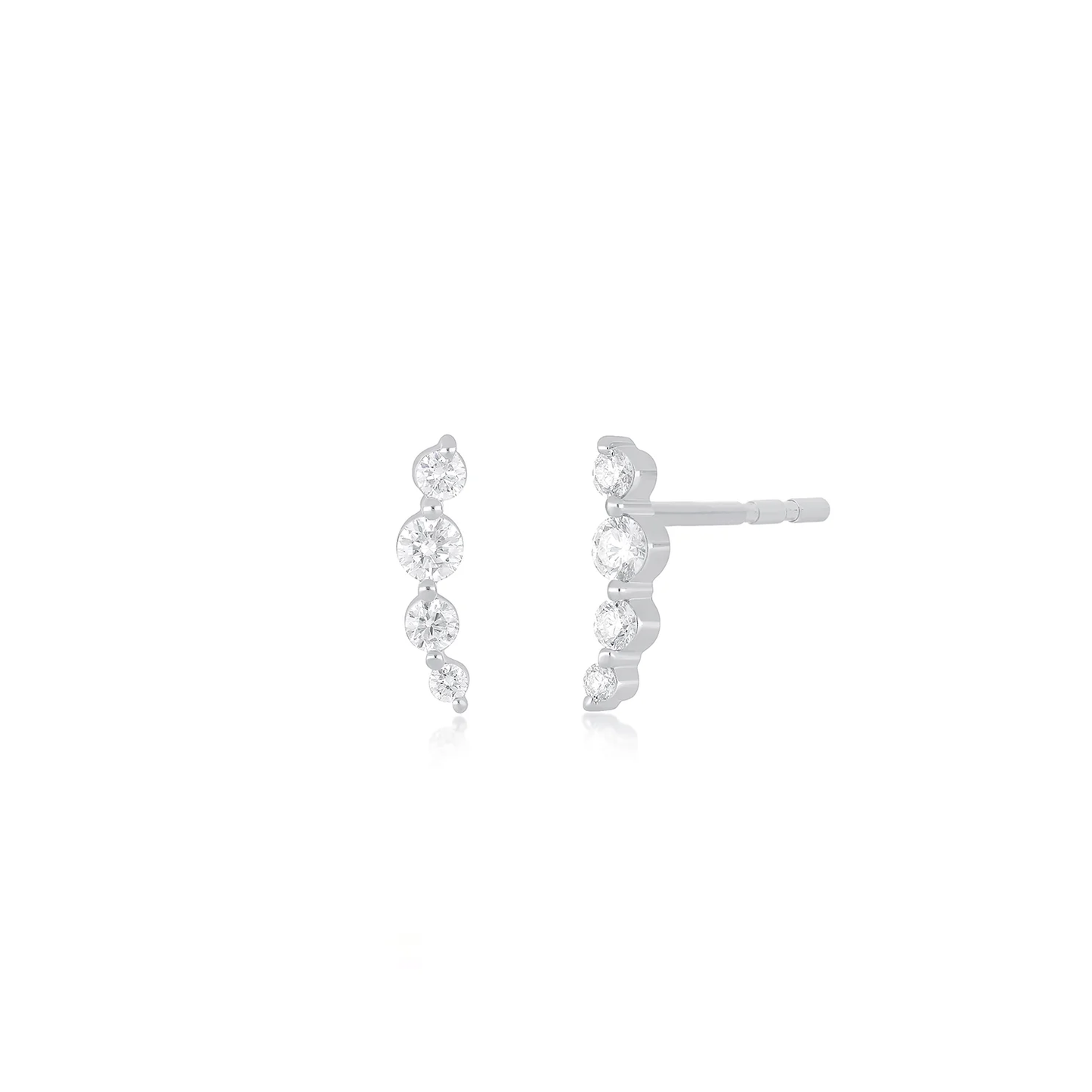Prong Set Diamond Arc Stud Earrings-Earrings-EF Collection-14k Rose Gold-Pair-hurdles-jewelry-boulder-colorado