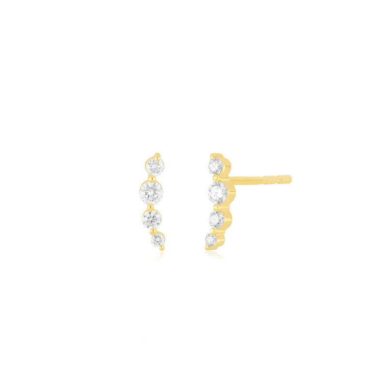 Prong Set Diamond Arc Stud Earrings-Earrings-EF Collection-14k Rose Gold-Pair-hurdles-jewelry-boulder-colorado