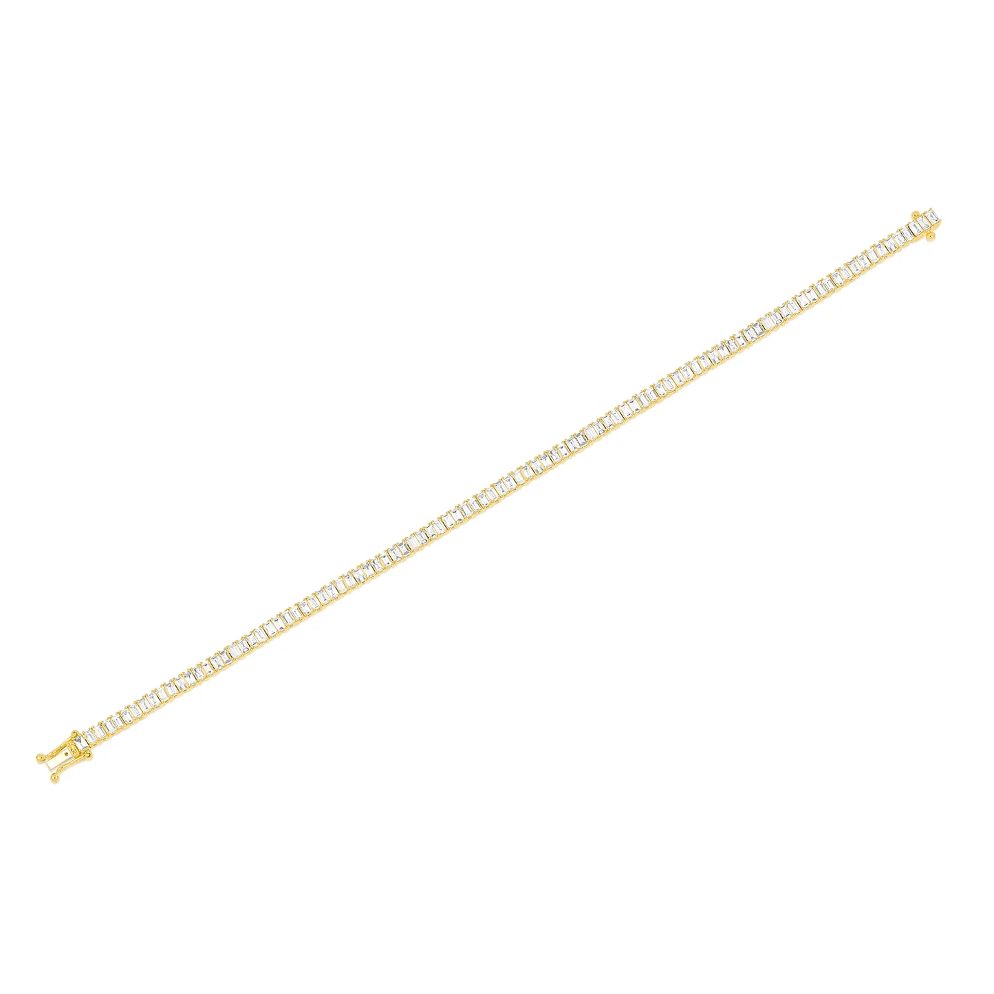 Prong Set Diamond Baguette Eternity Bracelet-Bracelet-EF Collection-14K White Gold-hurdles-jewelry-boulder-colorado