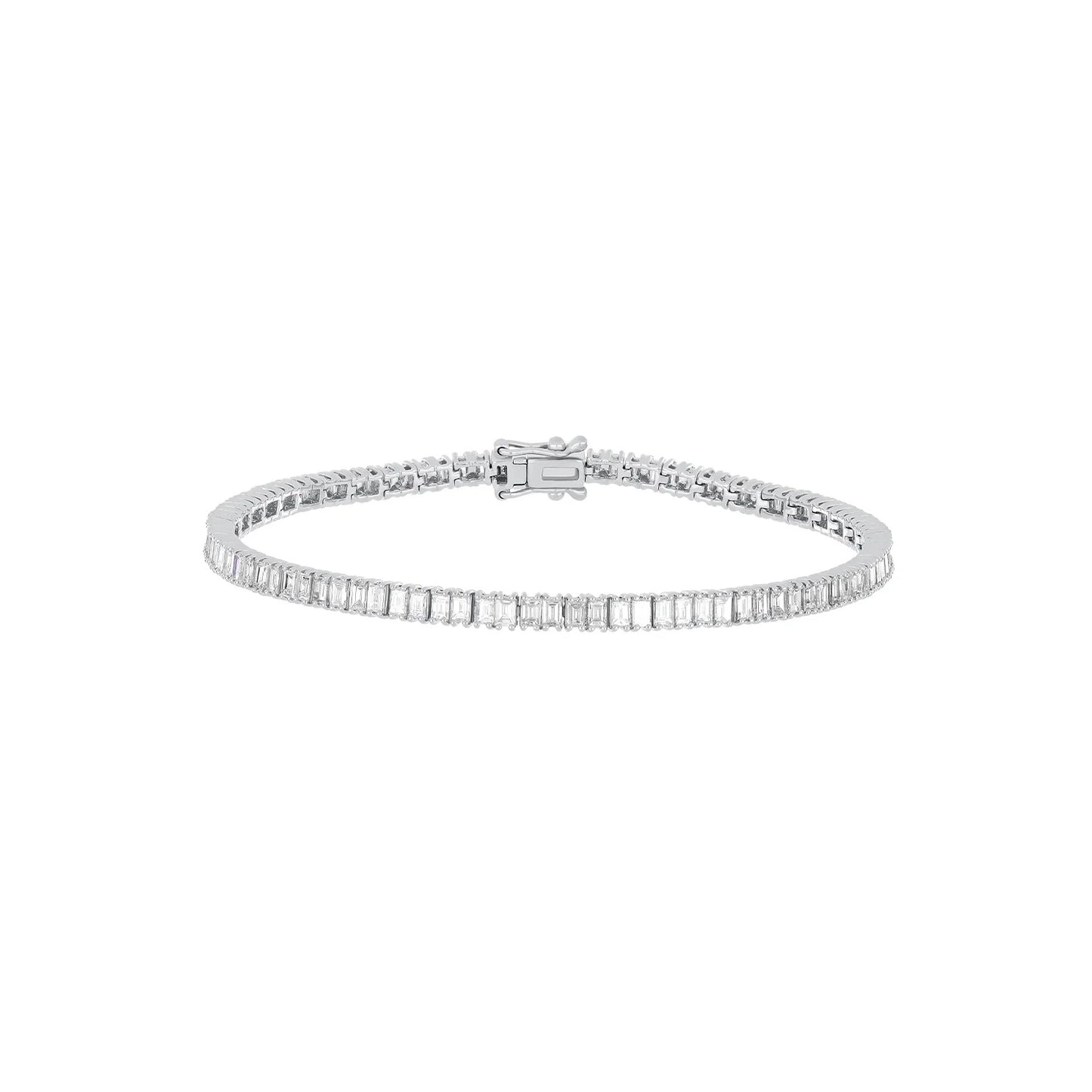 Prong Set Diamond Baguette Eternity Bracelet-Bracelet-EF Collection-14K White Gold-hurdles-jewelry-boulder-colorado