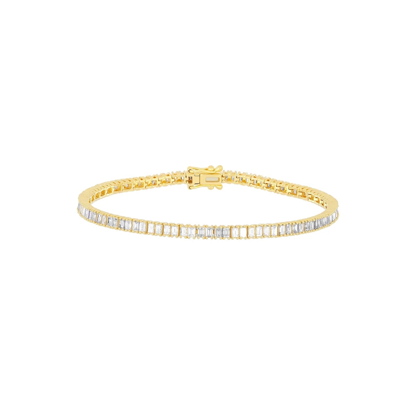 Prong Set Diamond Baguette Eternity Bracelet-Bracelet-EF Collection-14K White Gold-hurdles-jewelry-boulder-colorado