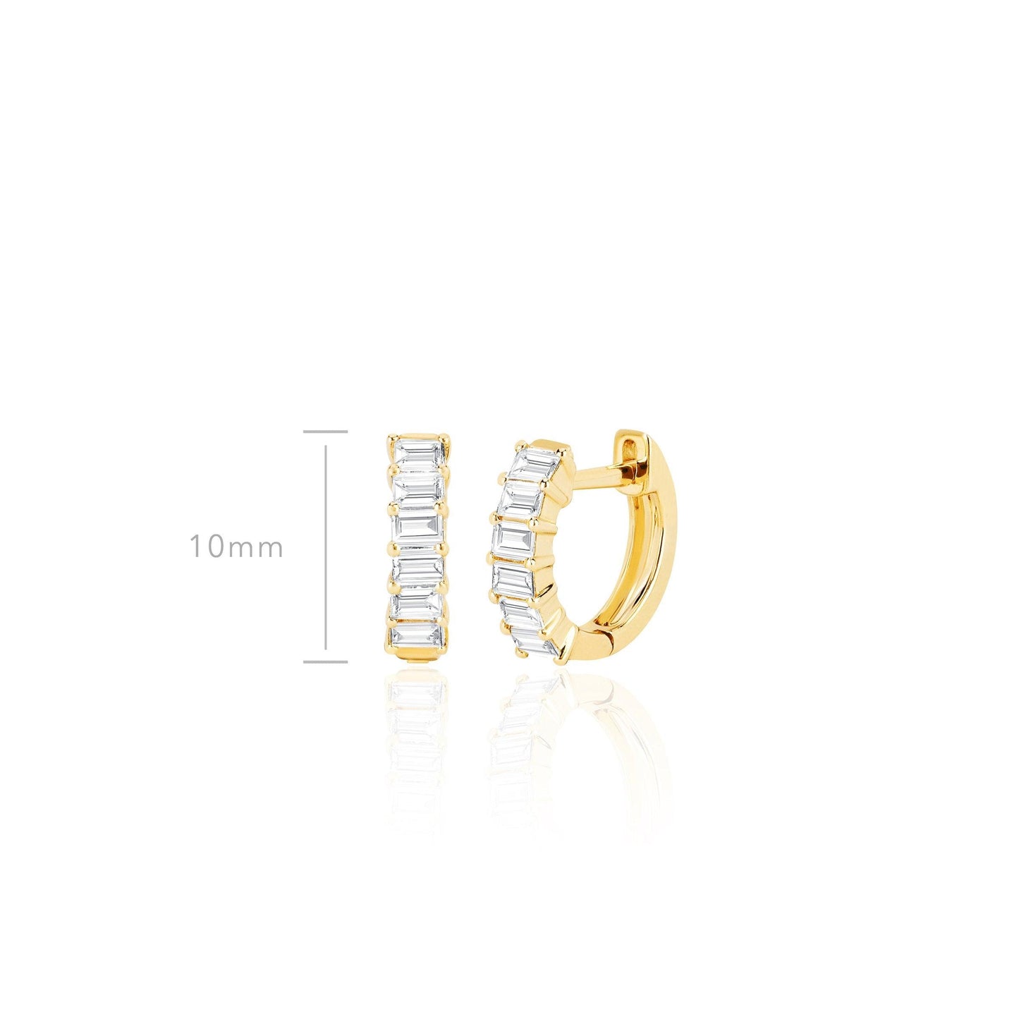Prong Set Diamond Baguette Huggie Earring-Earrings-EF Collection-14K Rose Gold-Pair-hurdles-jewelry-boulder-colorado