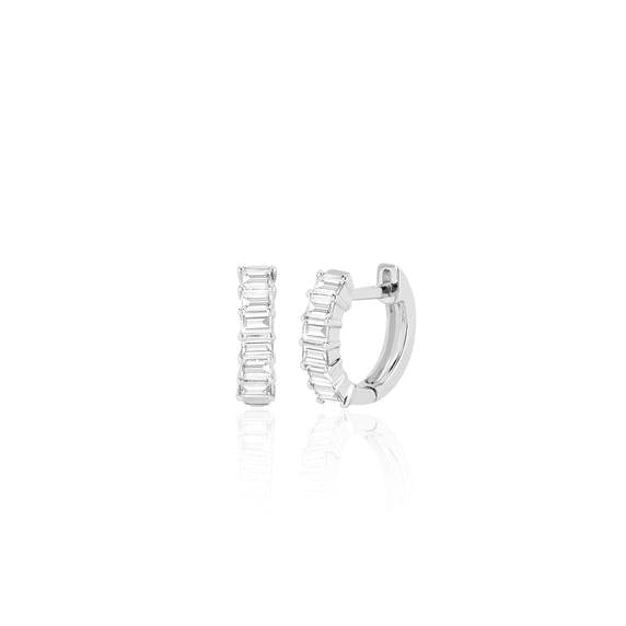 Prong Set Diamond Baguette Huggie Earring-Earrings-EF Collection-14K Rose Gold-Pair-hurdles-jewelry-boulder-colorado
