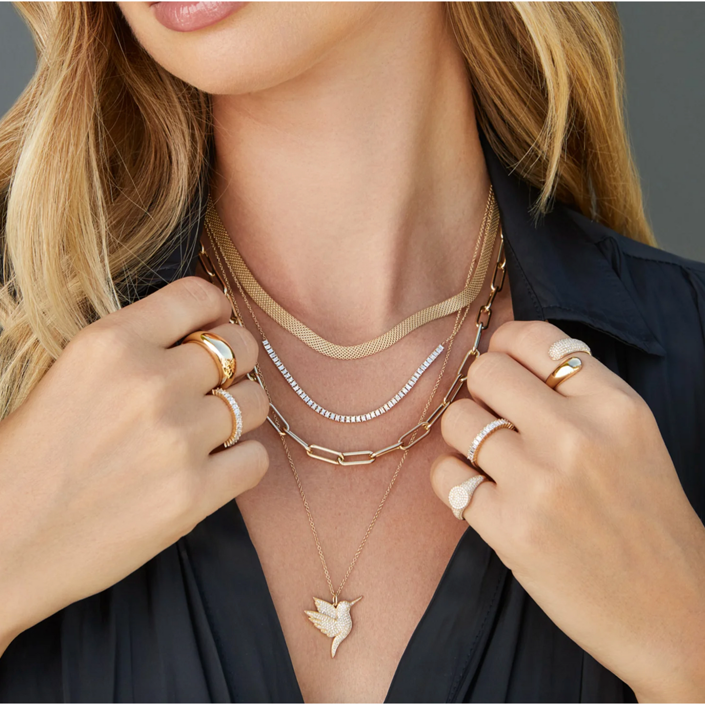 Prong Set Diamond Baguette Segment Necklace-Necklace-EF Collection-hurdles-jewelry-boulder-colorado