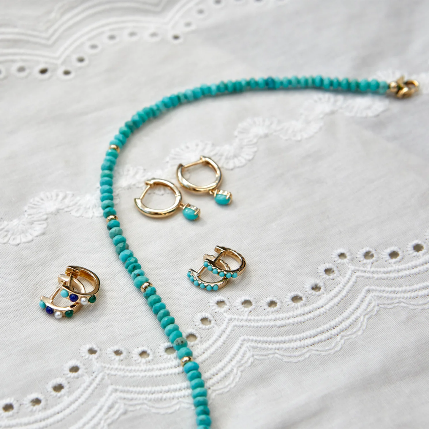 Reversible Diamond & Turquoise Mini Huggie Earrings-Earrings-EF Collection-14k Rose Gold-Pair-hurdles-jewelry-boulder-colorado