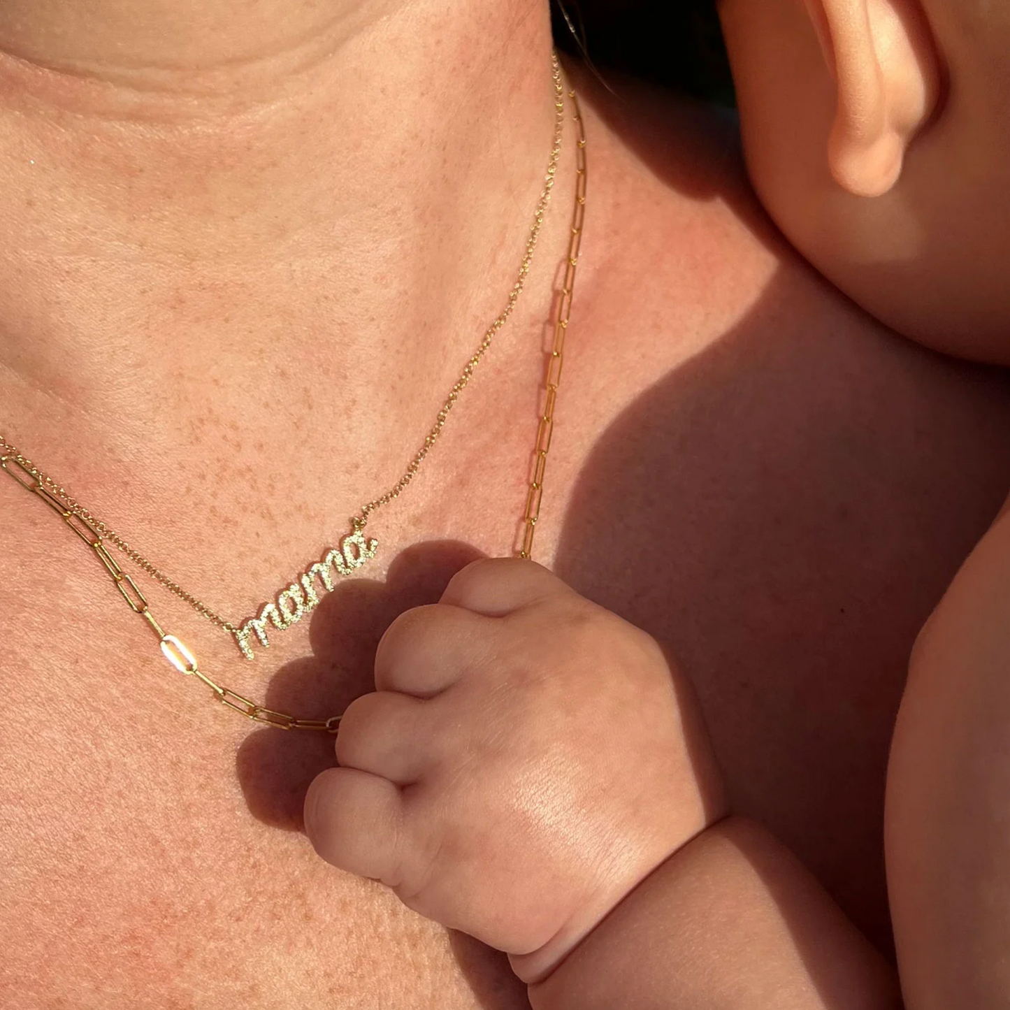 Script Diamond Mama Necklace-Necklace-EF Collection-14K White Gold-hurdles-jewelry-boulder-colorado
