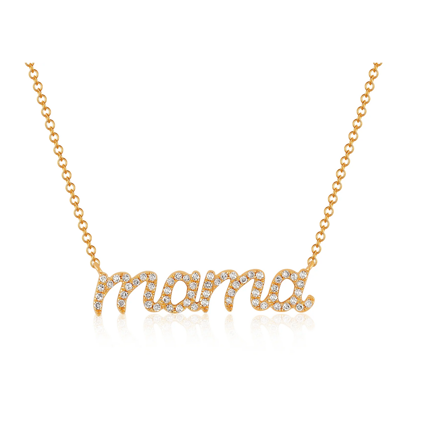Script Diamond Mama Necklace-Necklace-EF Collection-14K White Gold-hurdles-jewelry-boulder-colorado