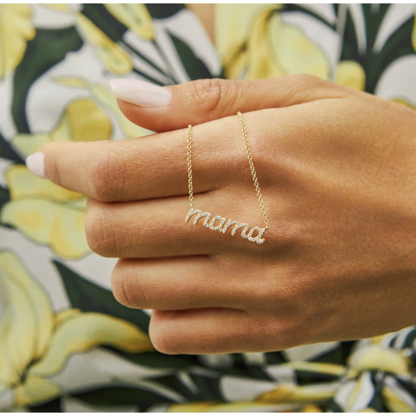 Script Diamond Mama Necklace-Necklace-EF Collection-14K White Gold-hurdles-jewelry-boulder-colorado