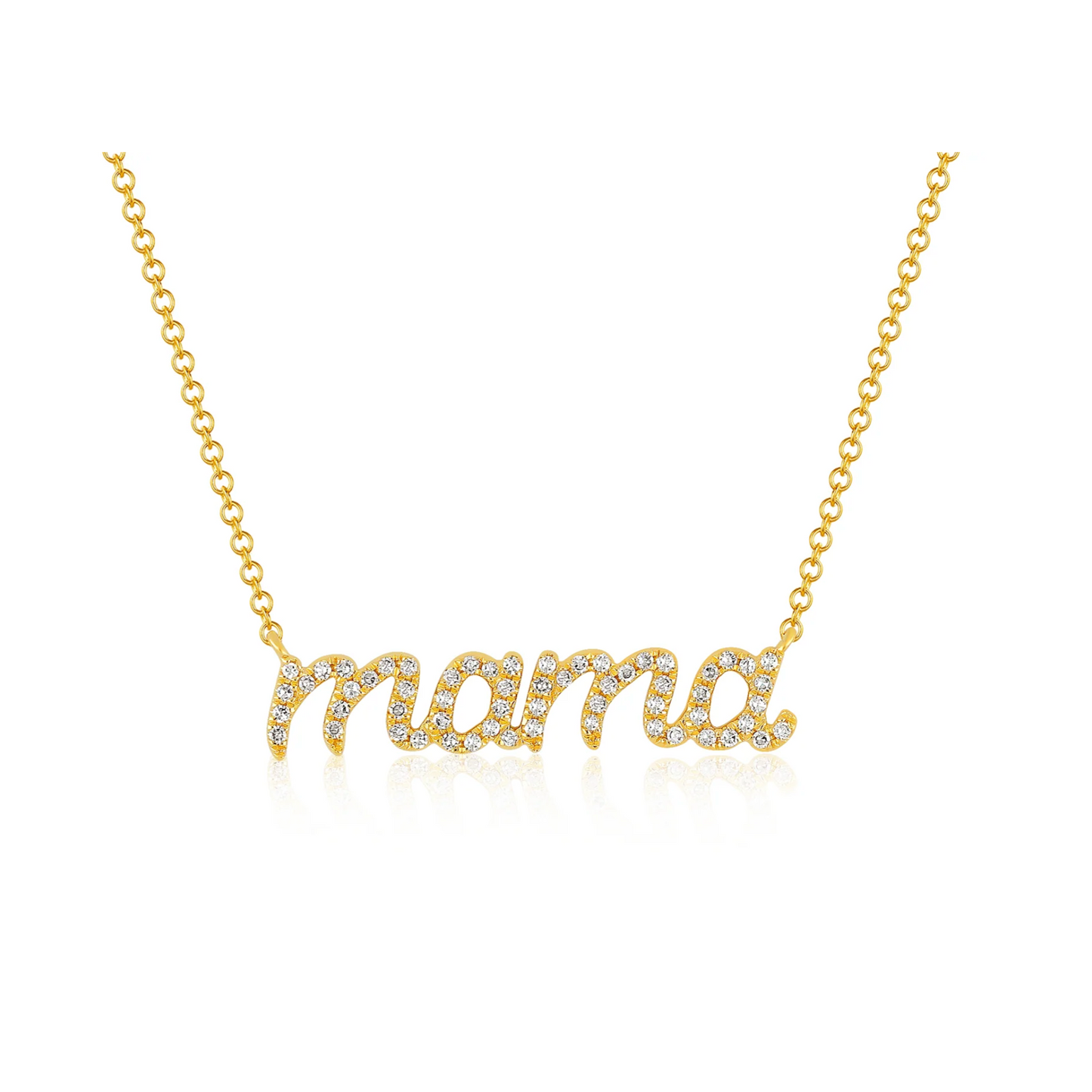 Script Diamond Mama Necklace-Necklace-EF Collection-14K White Gold-hurdles-jewelry-boulder-colorado