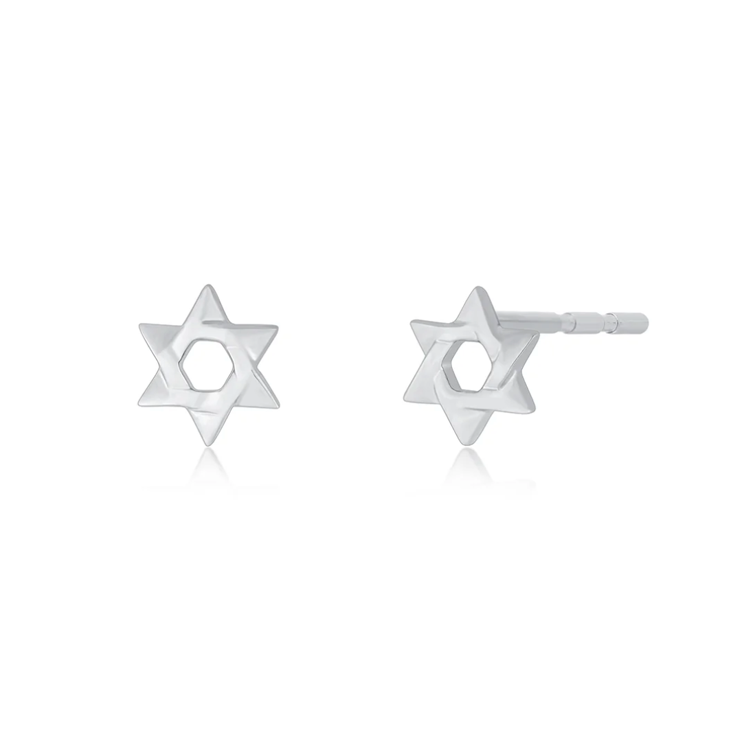 Star of David Stud Earrings-Earrings-EF Collection-14K Rose Gold-Pair-hurdles-jewelry-boulder-colorado